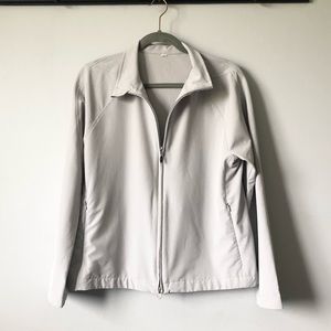 Alo Brushed Nylon Light Gray Double Zip Jacket Size Small